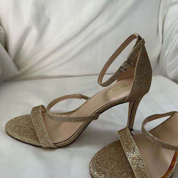 Nine West gold glitter evening heel sandals size 9 in gold EUC - Picture 2 of 7